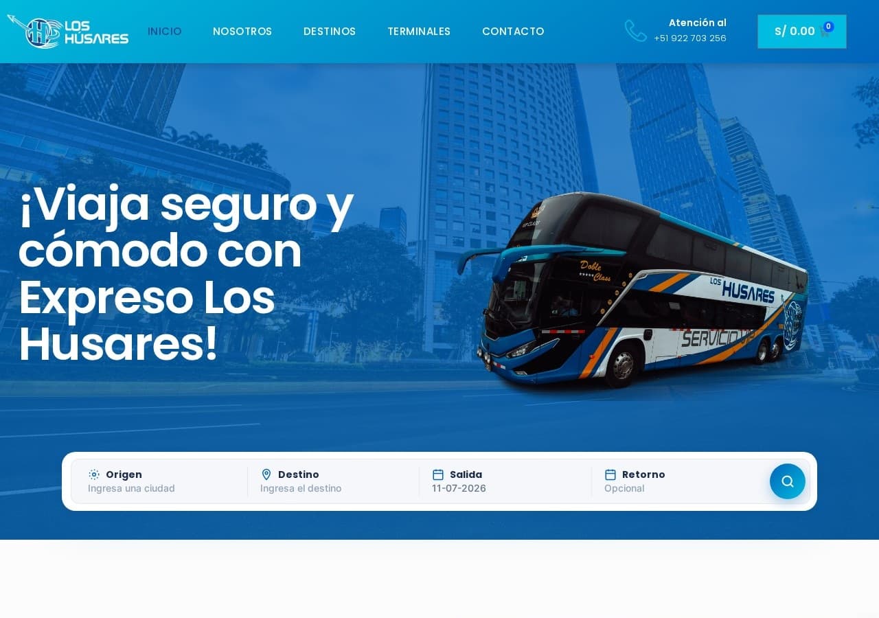 Sitio web de Transportes Los Húsares